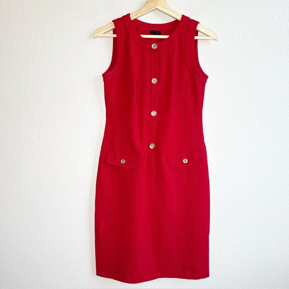 Talbots Ponte Knit Sheath Dress Res With Gold Buttons Women’s Size 2 Small